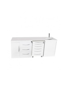 Mobiliario Modular Cuádruple, Encimera, Cajoneras, Lavabo y Grifo Automático a la Derecha Bader