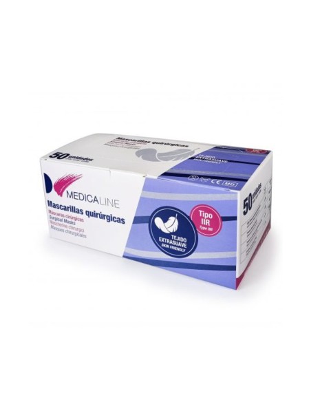 Mascarillas Quirúrgicas IIR Rectangulares Alules, Caja 50 Uds. de Medicaline