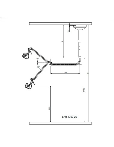 Lámpara LED Maia FARO Montaje a Techo, Brazo 75 cm con Transformador, sin Sensor