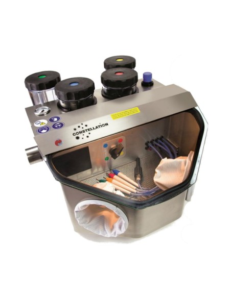 Chorreadora de Arena Constellation IV con LED, Pistola de Soplado y 4 Vasos de Mestra