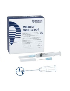 Agujas de Irrigación Miraject Endotec DUO Luer, Doble Salida Lateral 25 mm 25u Hager & Werken