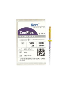 Limas Ni-Ti Zenflex Conicidad .04 - 21mm Endodoncia 6 uds Kerr Hawe