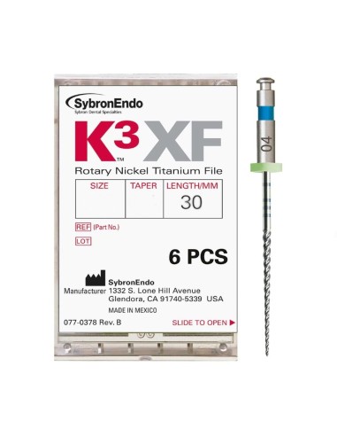 Limas Rotatorias K3XF Conicidad .06 Ni-Ti 30 mm 6 uds Kerr Hawe