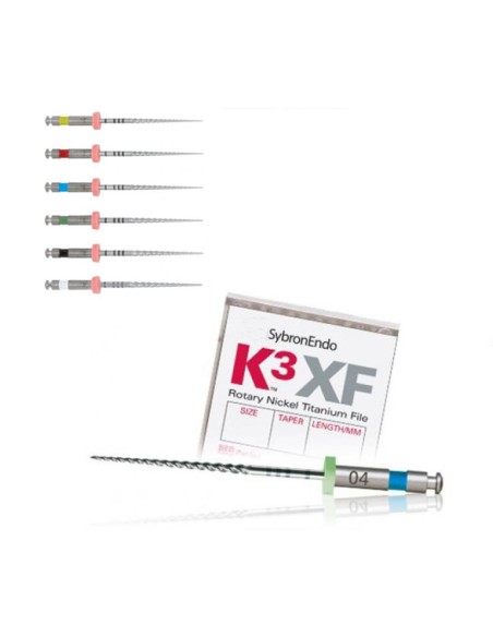 Limas Rotatorias K3XF Ni-Ti Conicidad .04 L 25 mm 6 uds Kerr Hawe