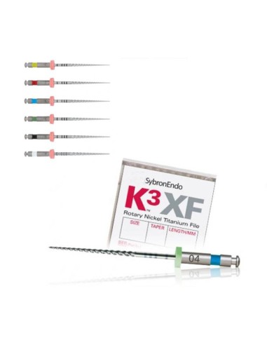 Limas Rotatorias K3XF Ni-Ti Conicidad .06 L 25 mm 6 uds Kerr Hawe