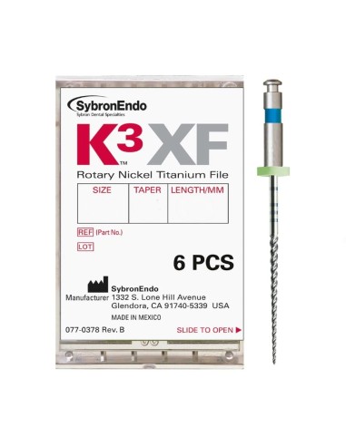 Limas Rotatorias K3XF Ni-Ti Tamaño 25 Conicidad .08 L 25 mm 6 uds Kerr Hawe