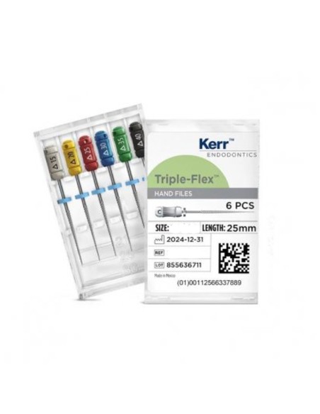 Limas Triple-Flex 25 mm Acero Inox Endodoncia Caja 6u Kerr