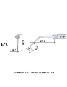 Punta Ultrasonidos E10 Woodpecker Compatible EMS, Endo 1 unidad 2