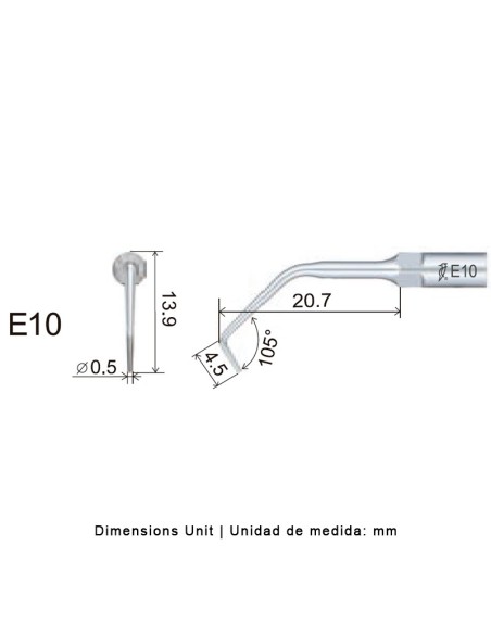 Punta Ultrasonidos E10 Woodpecker Compatible EMS, Endo 1 unidad