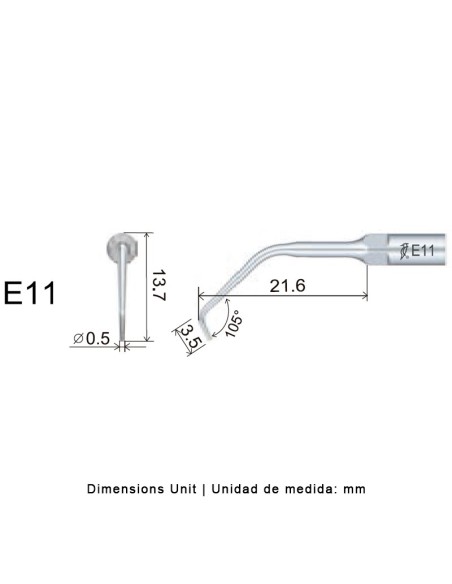 Punta Ultrasonidos E11 Woodpecker Compatible EMS, Endo 1 unidad
