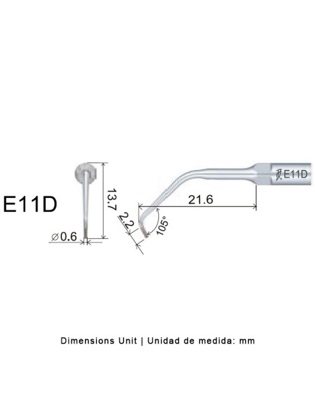 Punta Woodpecker Endoscópica onidos E11D Compatible EMS, Diamantada