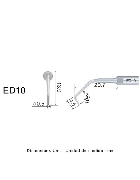 Punta Ultrasonidos ED10 Tipo Satelec 1 unidad Woodpecker