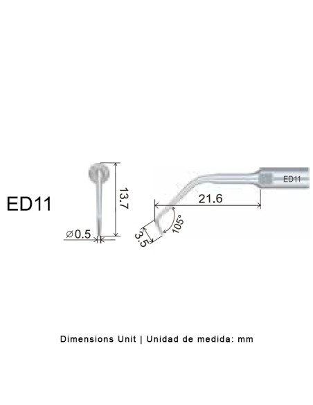 Punta Ultrasonidos ED11 Tipo Satelec, Apicectomía 1u Woodpecker