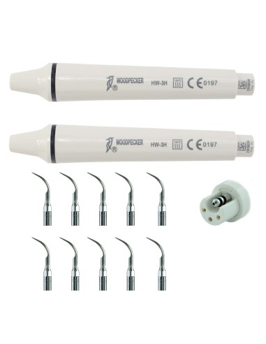 Dos Piezas de Mano Ultrasonidos Woodpecker HW-3H Compatible con EMS 2 Uds + 10 Puntas G1