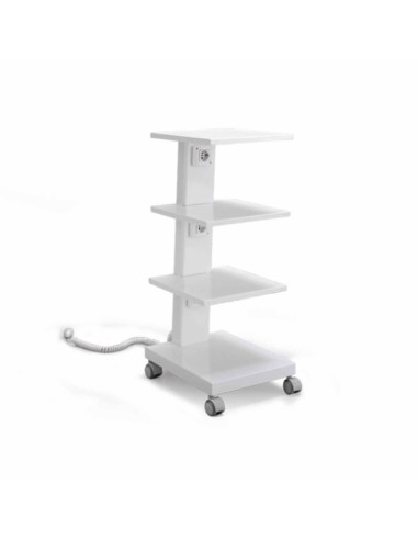 Carrito Móvil C4RQ con 4 Estantes y 3 Tomas de Corriente