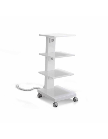 Carrito Móvil C4RQ con 4 Estantes y 3 Tomas de Corriente