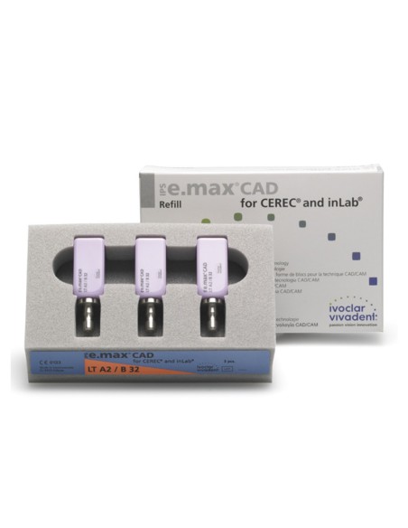 Bloques IPS E. Max CAD Cerec/Inlab Tipo LT Tamaño B32 Caja 3 uds Ivoclar