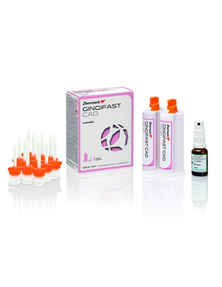 Gingifast CAD Silicona Adición Escaneable Rígida o Elástica 2 cartuchos 50ml Zhermack