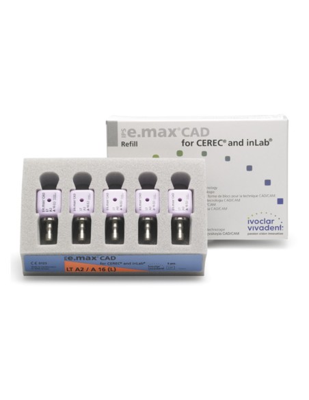Bloques Resina IPS E. Max CAD Cerec/Inlab Tipo LT Tamaño A16L Caja 5 uds Ivoclar