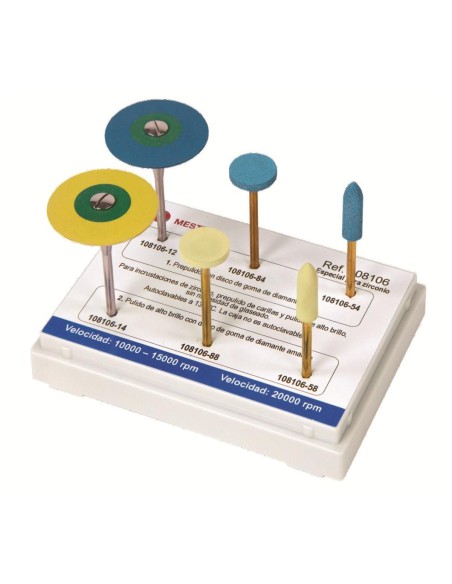 Kit de Prepulido y Pulido en 2 Pasos, Zirconio, TH 0106 Fresero 6 piezas Mestra