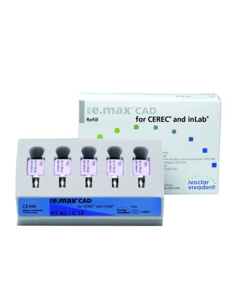 Bloques Resina IPS E. Max CAD Cerec/Inlab HT Alta Translucidez Tamaño C14 Caja 5 uds Ivoclar