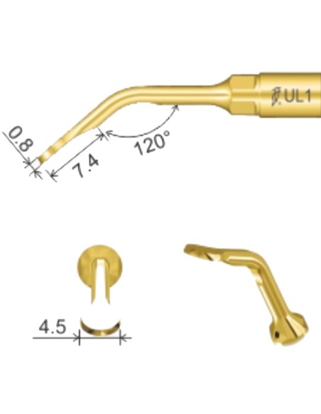 Punta Cirugía UL1, Woodpecker, Elevación, Ultrasonidos, para Mectron, UltraSurgery, Surgic Touch