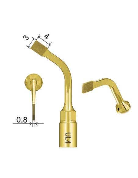 Punta Cirugía UL4, Woodpecker, Osteotomía Micromética, Diamante, Ultrasonidos, para Mectron, UltraSurgery, Surgic Touch