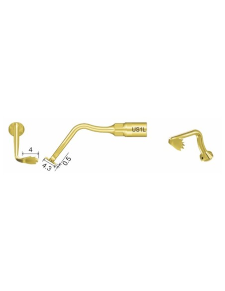 Punta Cirugía Ósea US1L Ángulo 90º Izq. Osteotomía, para Ultrasonidos Woodpecker Surgic Touch, Ultrasurgeryy Mectron