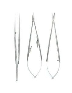 Kit para Microcirugía Inox 18 cm Puntas Curvas 3 uds.