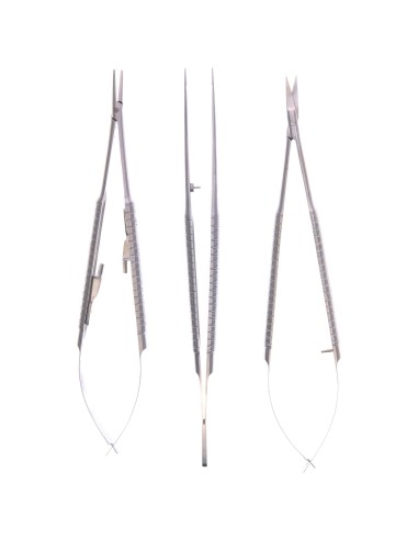 Kit para Microcirugía Inox 18 cm Puntas Curvas 3 uds.