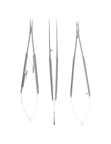 Kit para Microcirugía Inox 18 cm Puntas Rectas 3 uds.