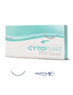 Cytoplast Sutura PTFE No Reabsorbible, Aguja 3/8 Corte Reversible y 16mm, USP 4-0 Caja 12 uds Osteogenics