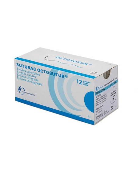 Octosutur Sutura Seda Aguja 1/2 Círculo Triangular Trenzada Negra 12uds