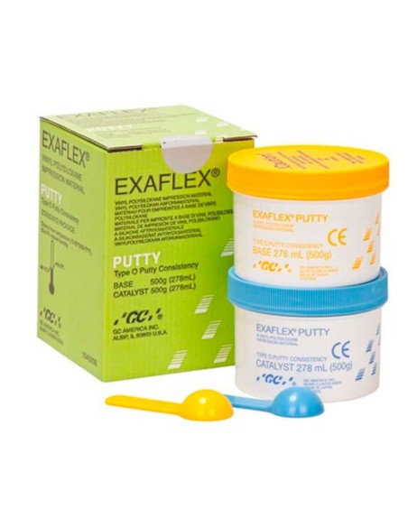 Exaflex Putty Silicona de Adición Fraguado Normal Azul Claro 2 botes 500g GC