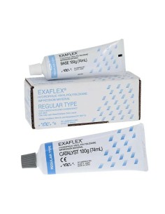 Exaflex Regular Silicona de Adición, Azul, 2 Tubos 100g (base + catalizador) GC 2