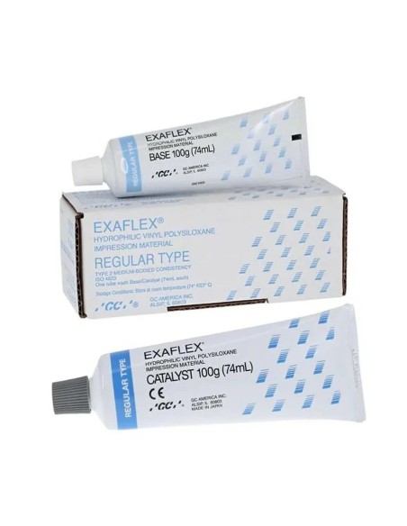 Exaflex Regular Silicona de Adición, Azul, 2 Tubos 100g (base + catalizador) GC