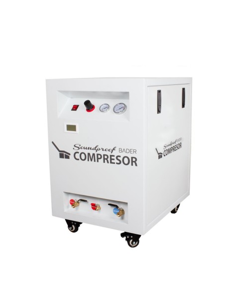 Compresor de Aire Insonorizado 40 L, 4 Cilindros, Secador para 2 Equipos Dentales Bader