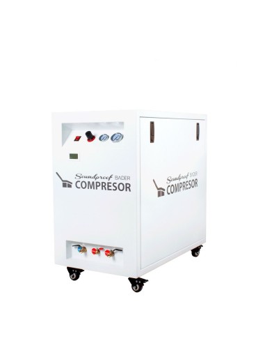 Compresor de Aire Insonorizado 50 L, 4 Cilindros Secador 1200W 2 Equipos Dentales Bader