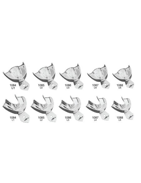 Estuche Cubetas en Acero "Rimlock" Lisas Impresión Dental 10 unidades Masters