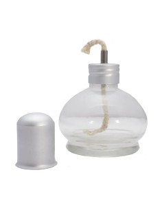 Lámpara de Alcohol de Cristal con Mecha y Tapa de Bader