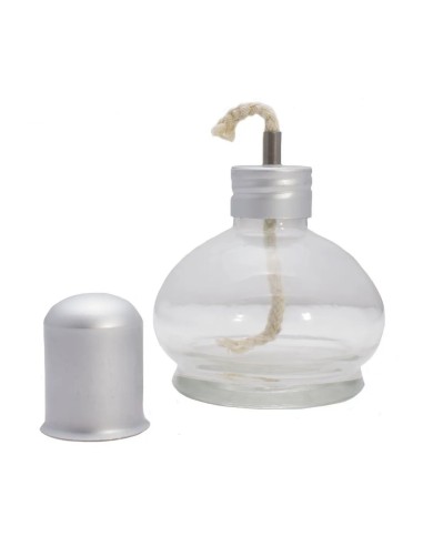 Lámpara de Alcohol de Cristal con Mecha y Tapa de Bader