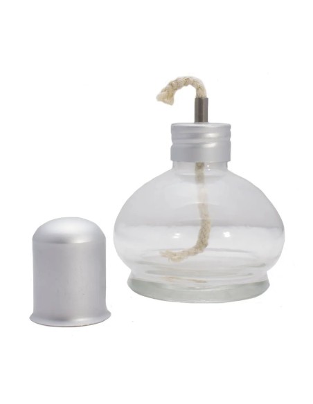 Lámpara de Alcohol de Cristal con Mecha y Tapa de Bader