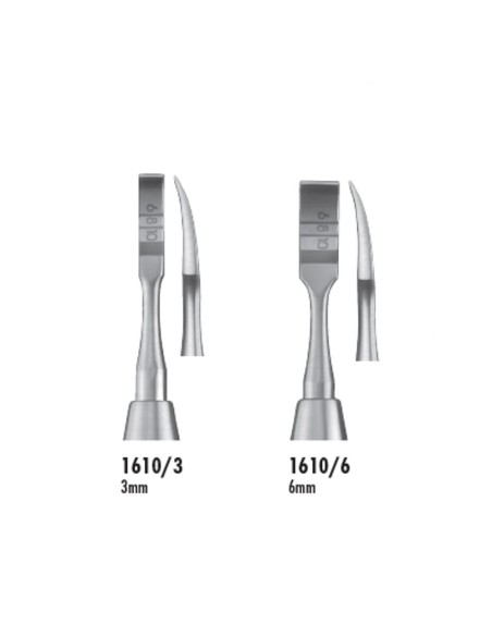Osteotomo Cincel Hueso Curvo 3 mm o 6 mm Implantología Carl Martin