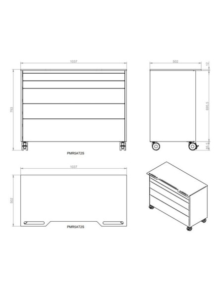 Módulo Rodable ones con Encimera Estratificada Zilfor