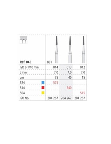 Fresas Diamante CA 831 ISO 013 Fino R540/3 Periodoncia 3 uds Intensiv