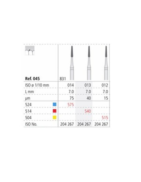 Fresas Diamante CA 831 ISO 012 Extra Fino R515/3 Periodoncia