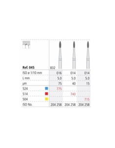 Fresas Diamante CA 832 ISO 014 Fino R740/3 Periodoncia 3 uds Intensiv