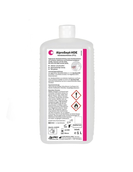 AlproSept HDE Desinfectante de Manos Botella 1 L Alpro Medical