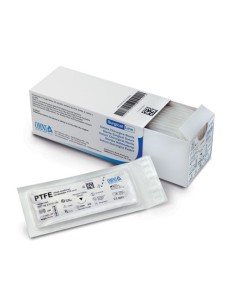 Sutura PTFE USP 3/0 Aguja 19mm 3/8 Círculo Punta Cortante, Hebra 75cm Estéril Caja 12 uds Omnia