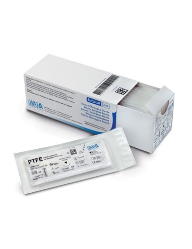 Sutura PTFE USP 3/0 Aguja 19mm 3/8 Círculo Punta Cortante, Hebra 75cm Estéril Caja 12 uds Omnia